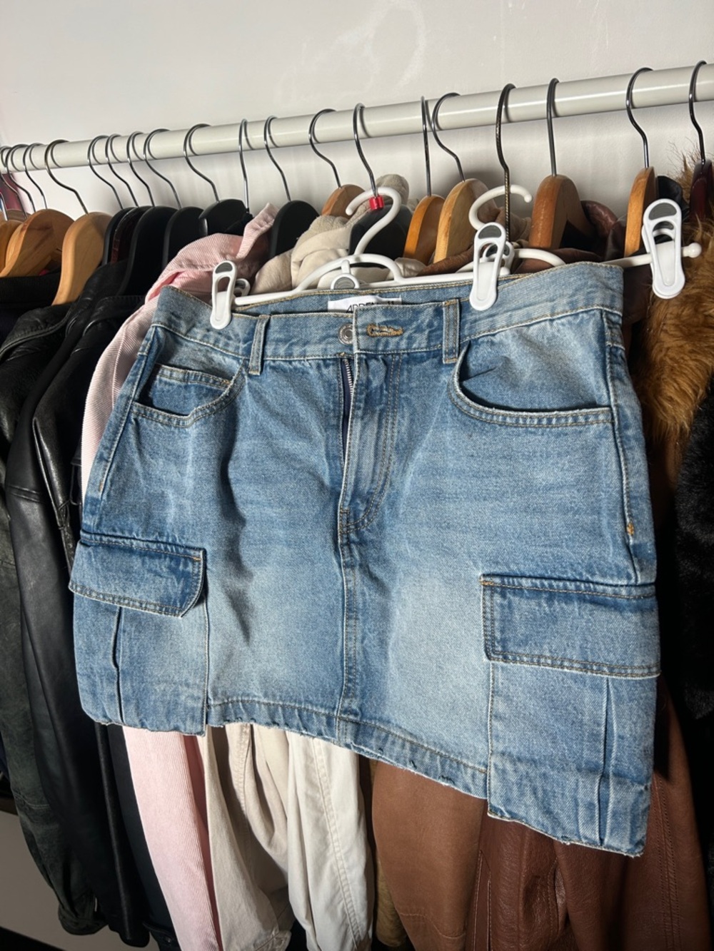 Light Blue Denim Skirt w/ Side Pockets